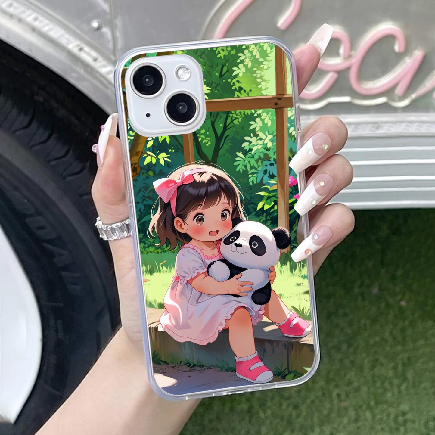 Blush & Panda Transparent Silicon Case For iPhone