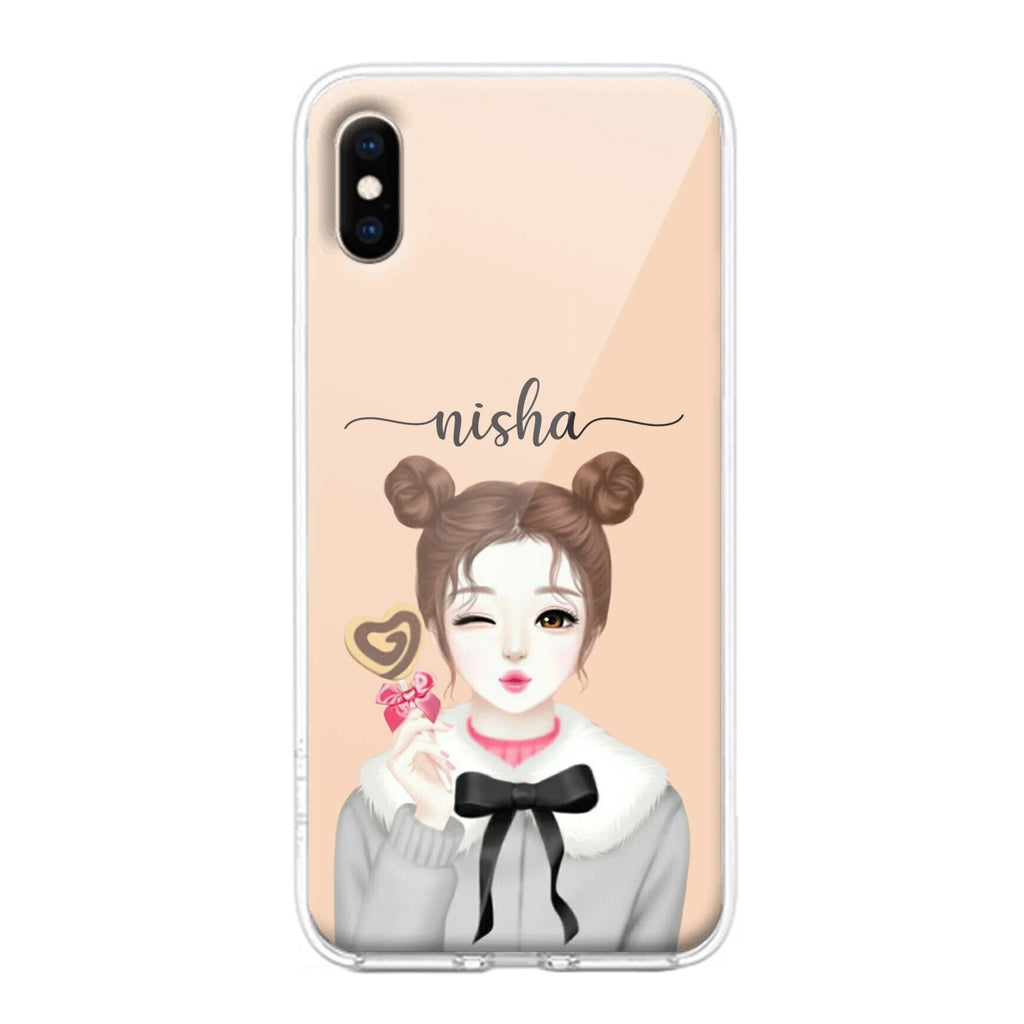 Candy Wink Customize Anti Yellow Clear Case For iPhone X/Xs