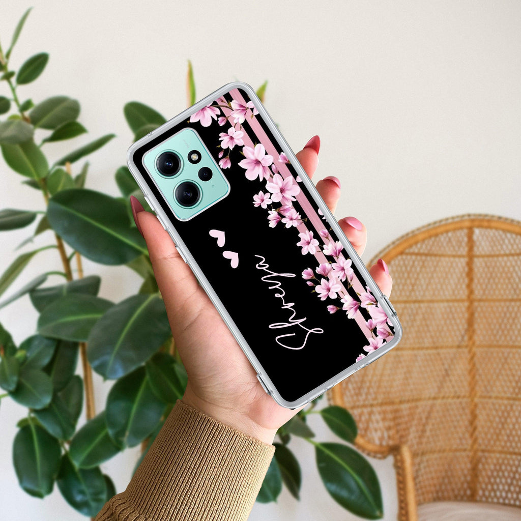 Pink Floral Customize Transparent Silicon Case For Redmi Note 11 Pro / Redmi Note 11 Pro Plus 5G