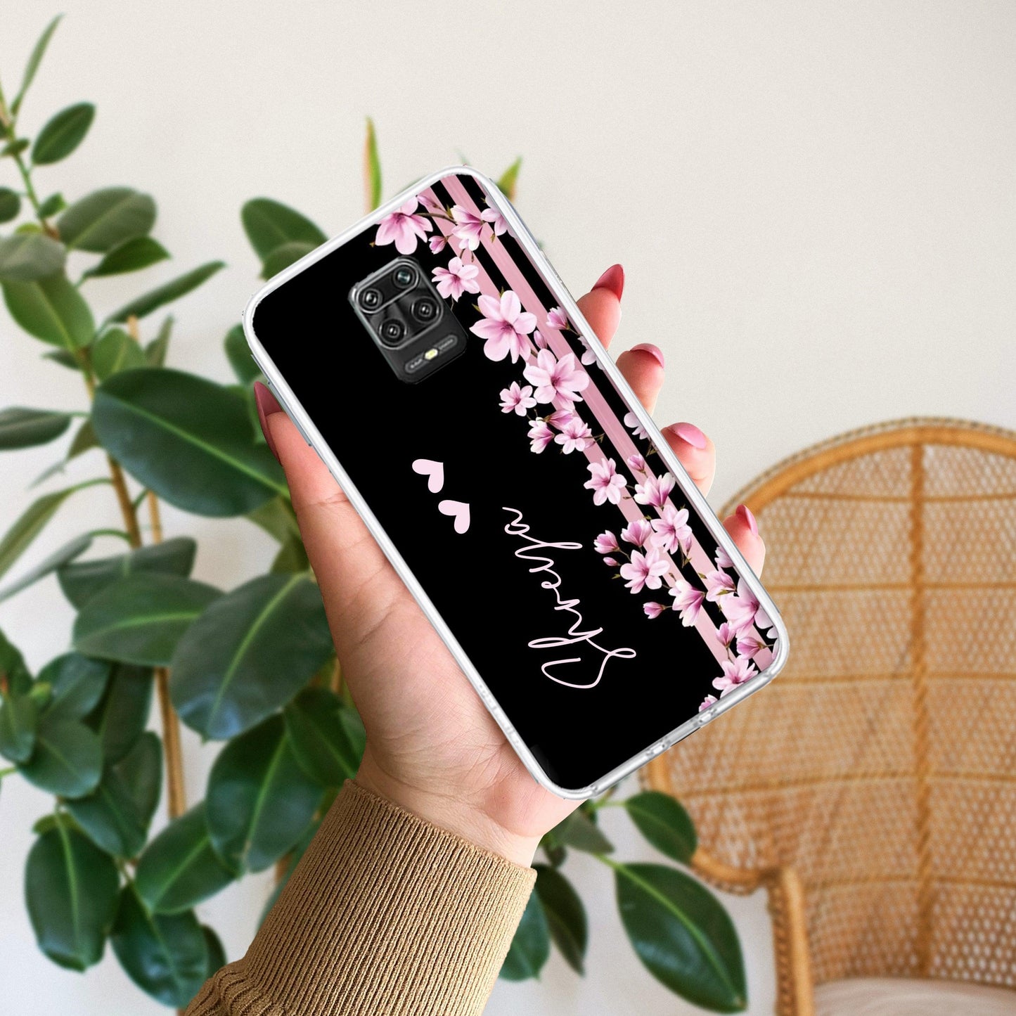 Pink Floral Customize Transparent Silicon Case For Poco - ShopOnCliQ