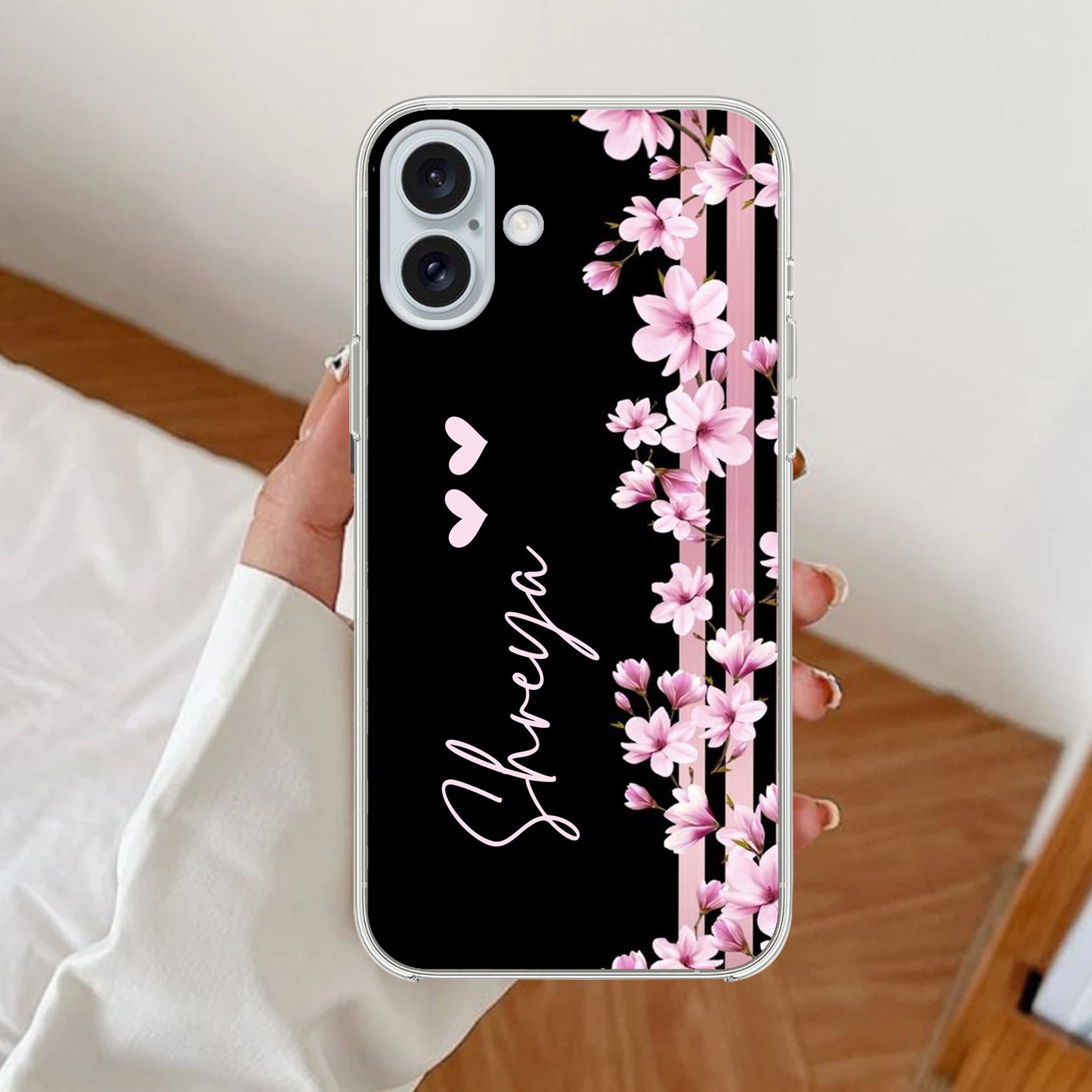 Pink Floral Customize Transparent Silicon Case For iPhone - ShopOnCliQ