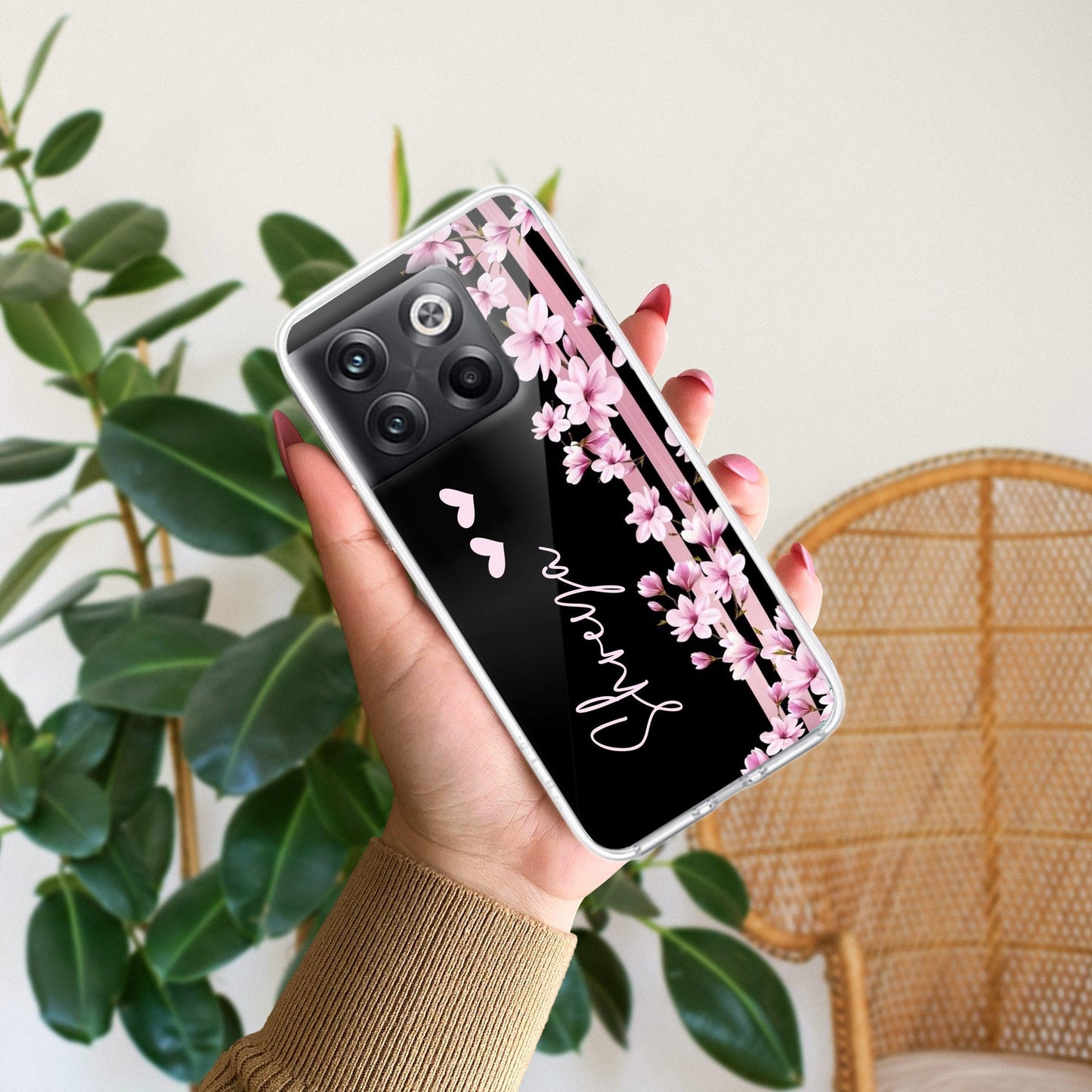 Pink Floral Customize Transparent Silicon Case For OnePlus - ShopOnCliQ