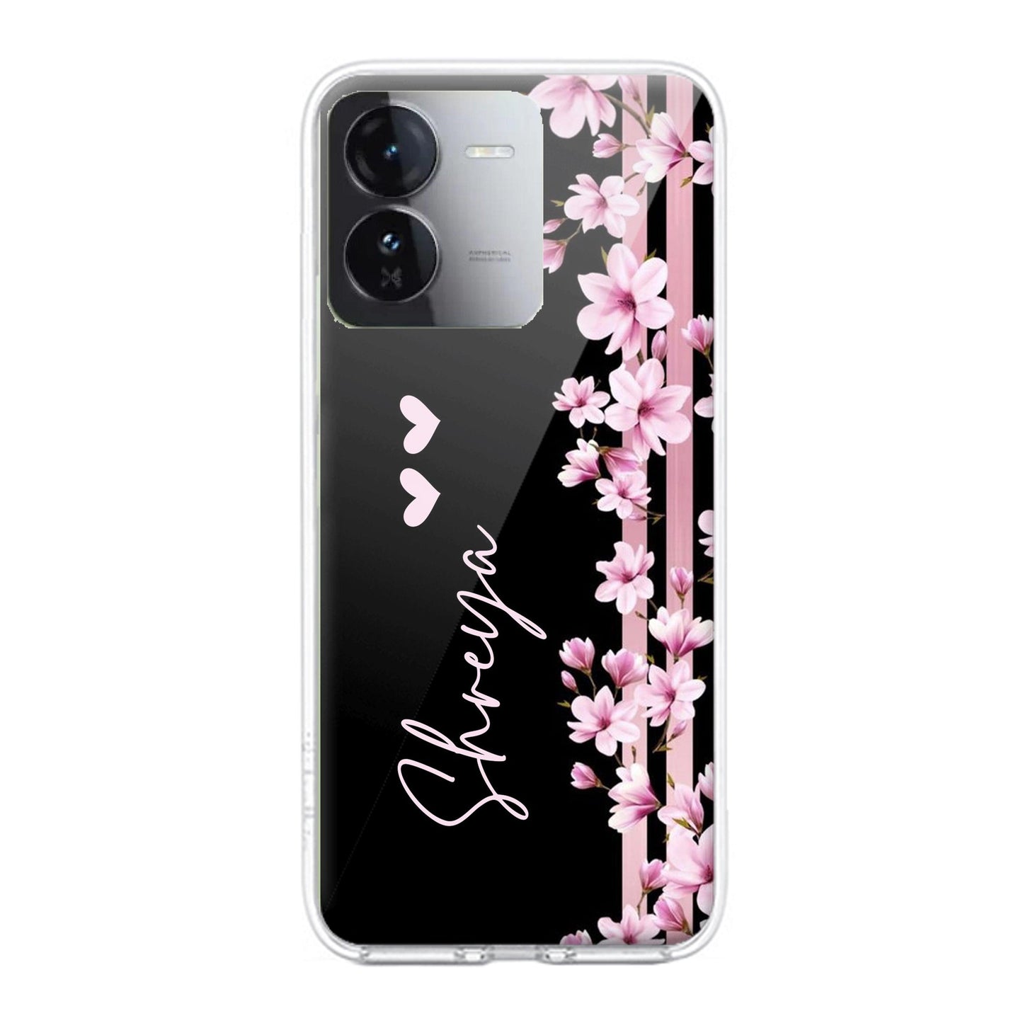 Pink Floral Customize Transparent Silicon Case For iQOO