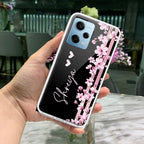 Pink Floral Customize Transparent Silicon Case For Redmi Note 12 4G