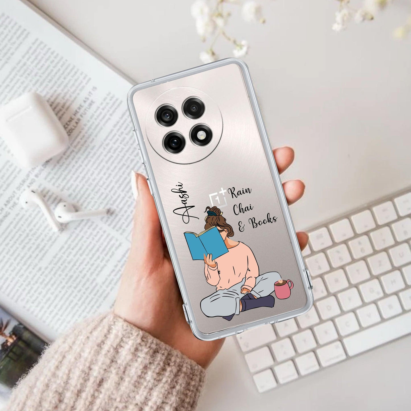 Girl with Book Customize Transparent Silicon Case For OnePlus