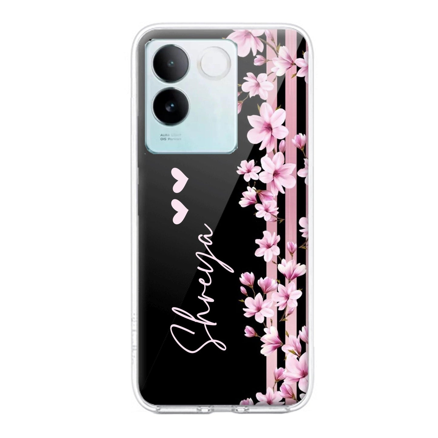 Pink Floral Customize Transparent Silicon Case For iQOO