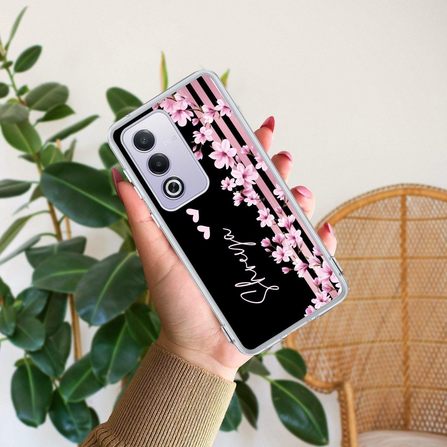 Pink Floral Customize Transparent Silicon Case For Oppo - ShopOnCliQ