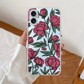Wild Rose Transparent Silicon Case For iPhone 16 Plus