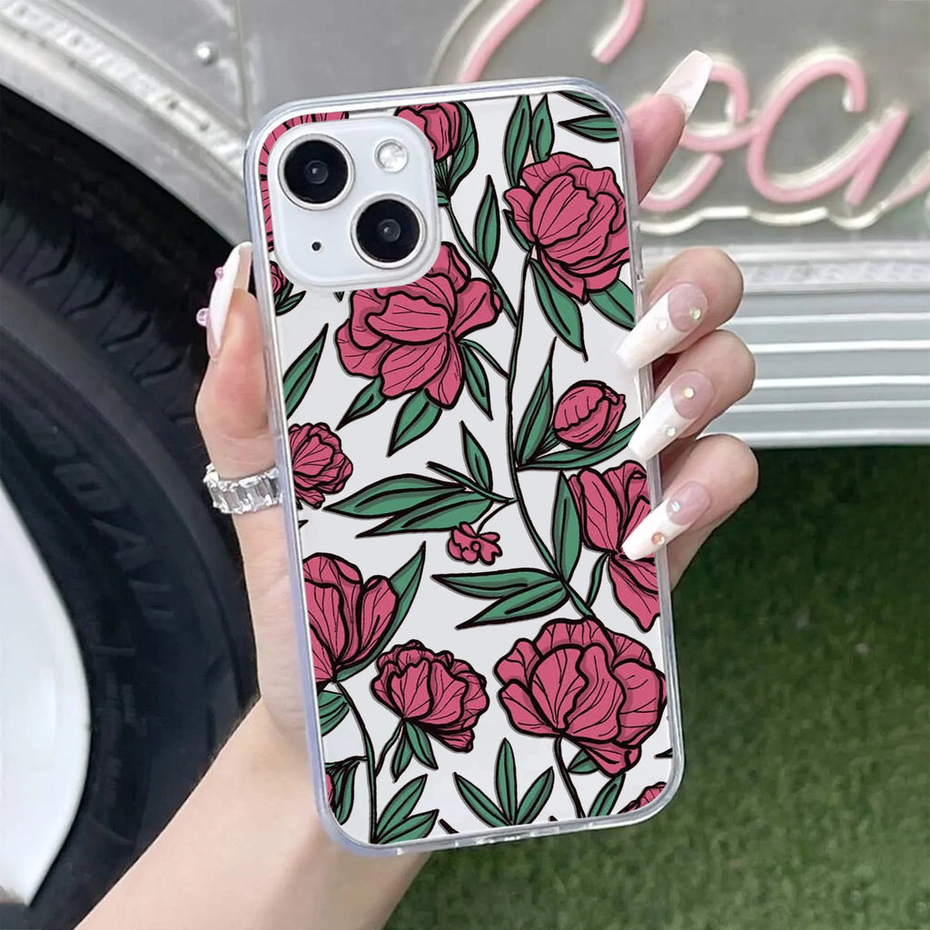 Wild Rose Transparent Silicon Case For Google Pixel 9