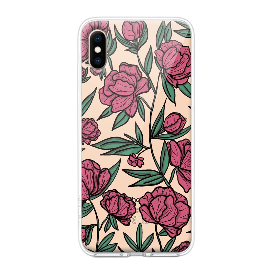 Wild Rose Anti Yellow Clear Case For iPhone X/Xs