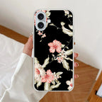 Retro Floral Anti Yellow Clear Case For iPhone 16