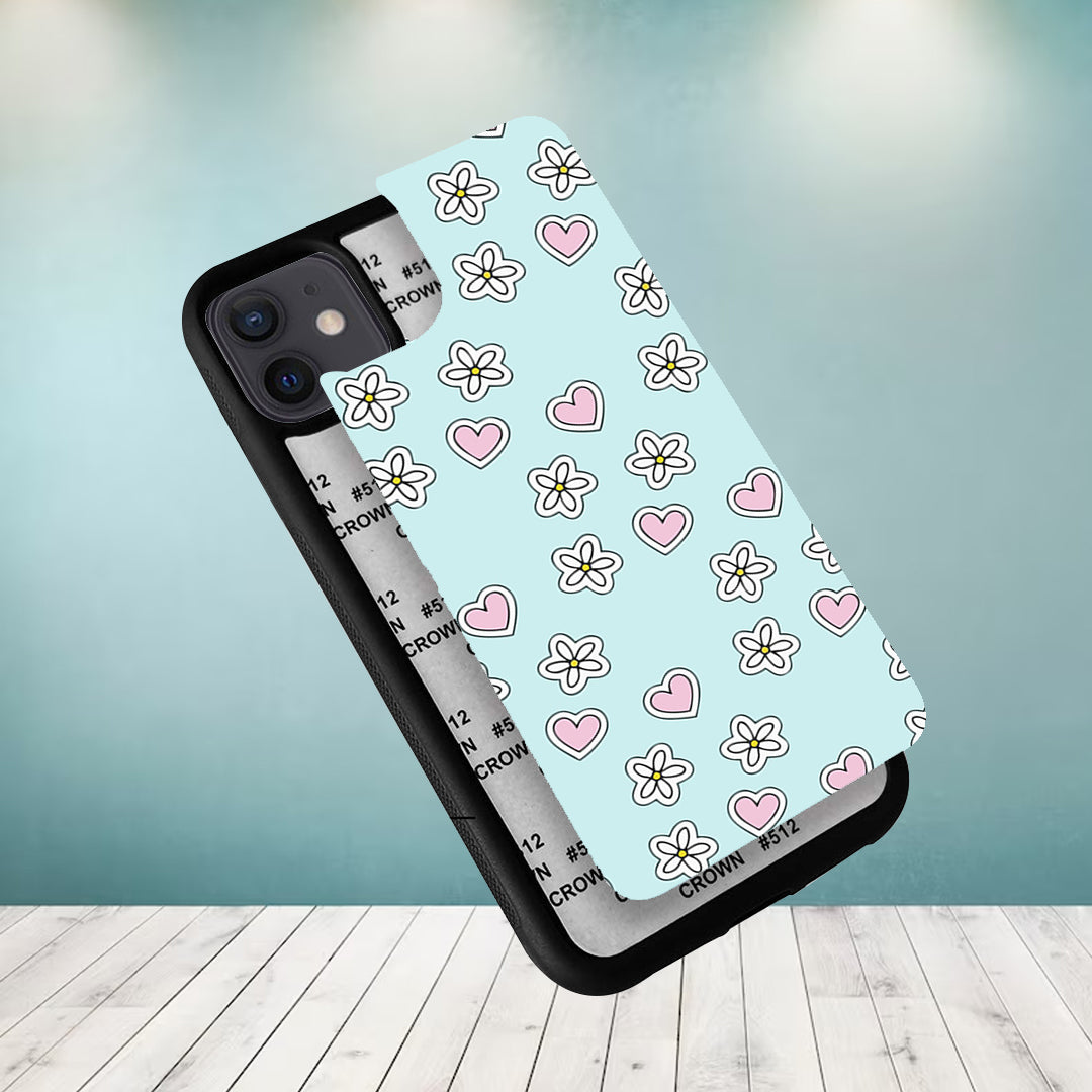 Heart with Blossom Glossy Metal Case Cover For Samsung