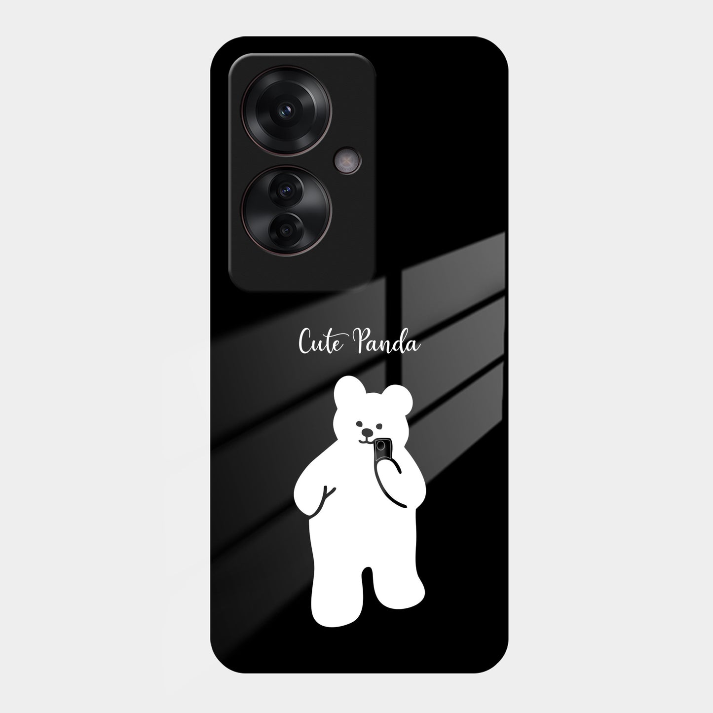 White Panda Cloud Glass Case Cover For Oppo