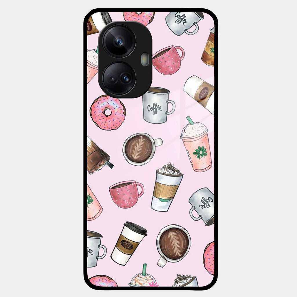 Cute Coffee Snacks Glass Case Cover For Realme/Narzo - ShopOnCliQ