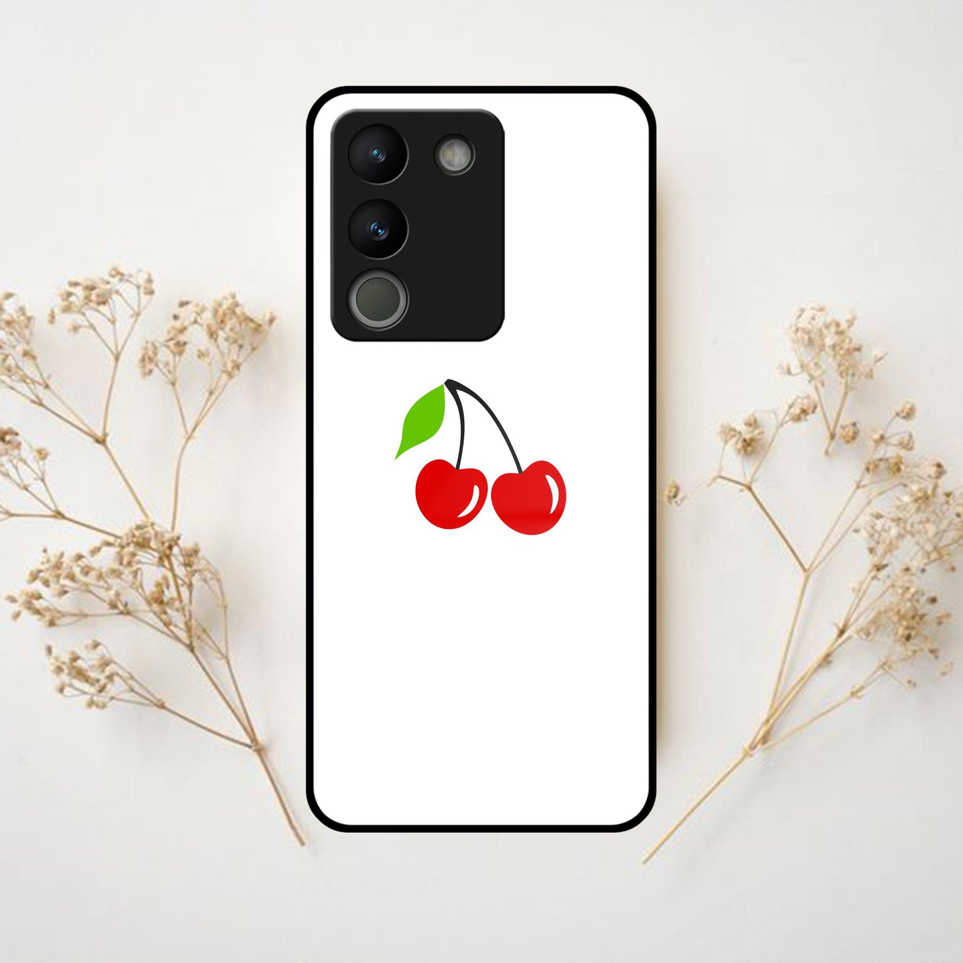 Cherry Glass Case Cover For Vivo - ShopOnCliQ