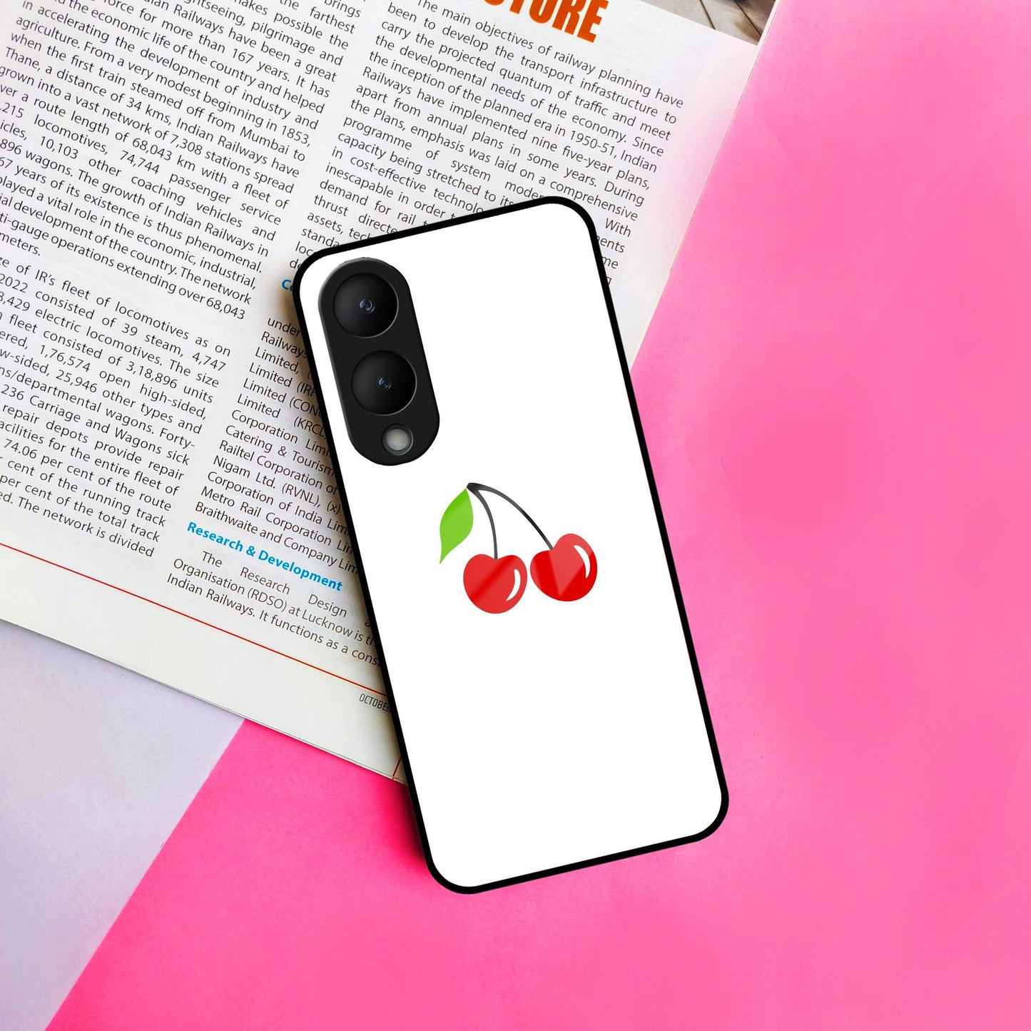 Cherry Glass Case Cover For Vivo - ShopOnCliQ