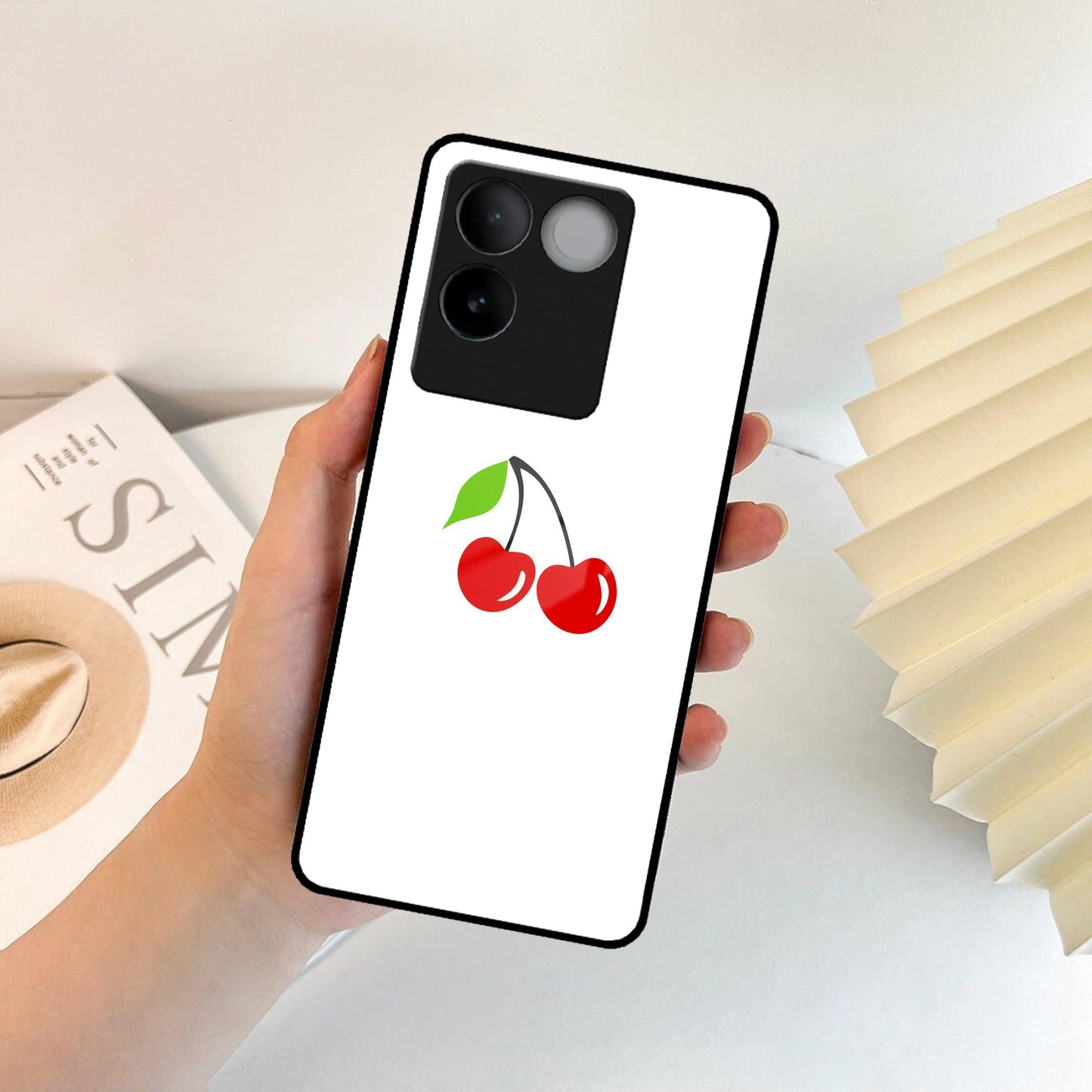 Cherry Glass Case Cover For iQOO
