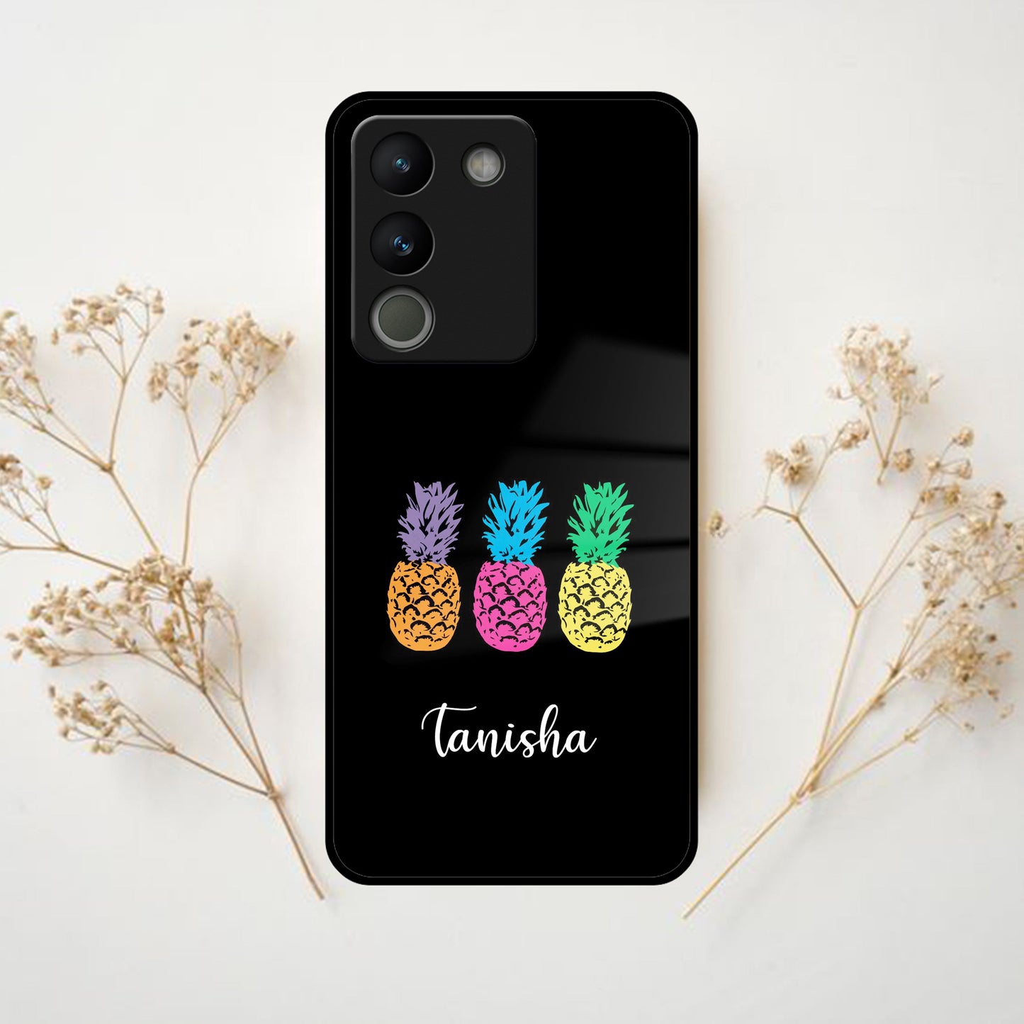 Colorful Pineapple Glass Case Cover For Vivo