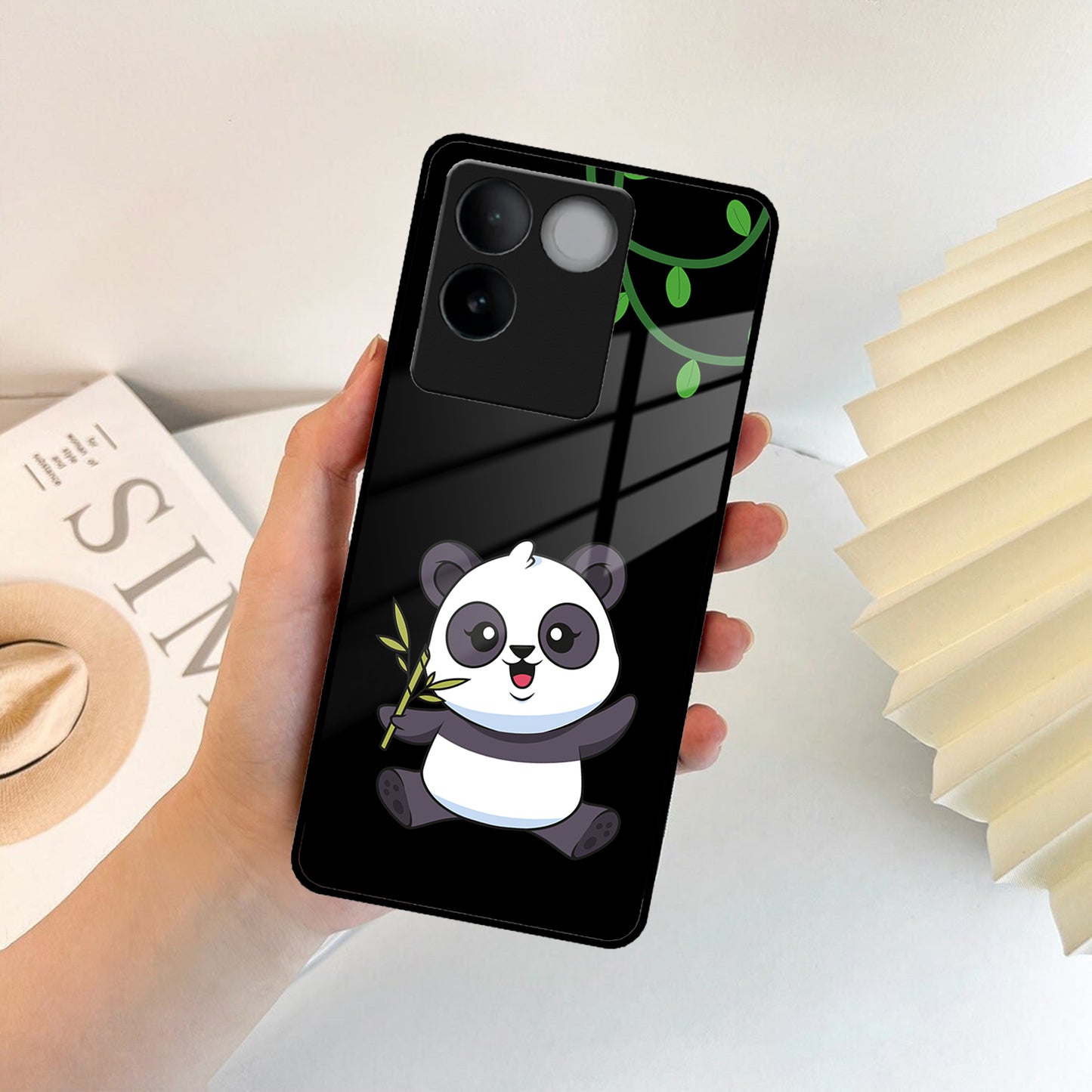 Black Panda Glass Phone Case For Vivo