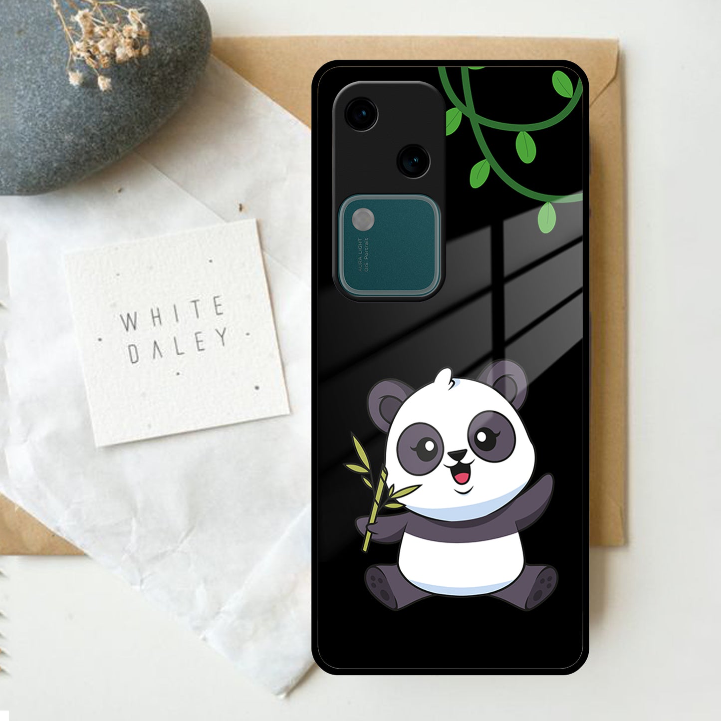 Black Panda Glass Phone Case For Vivo