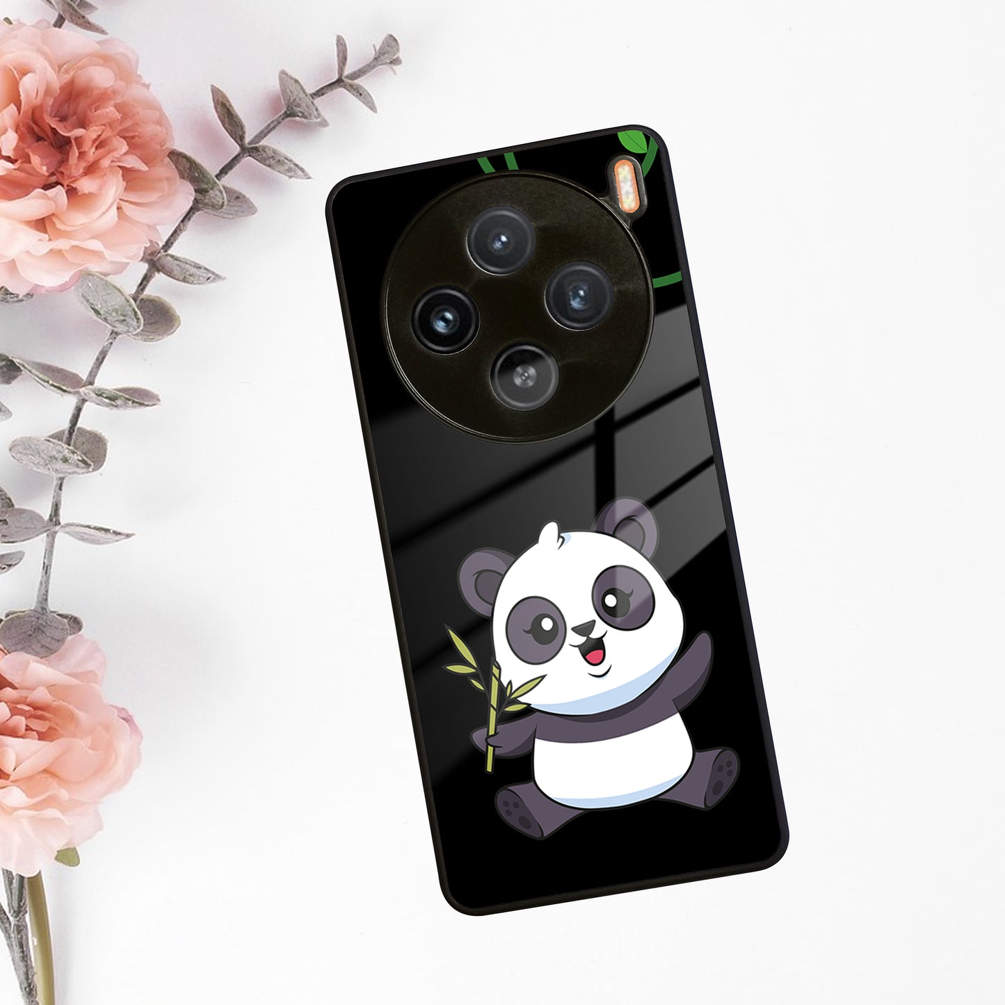 Black Panda Glass Phone Case For Vivo