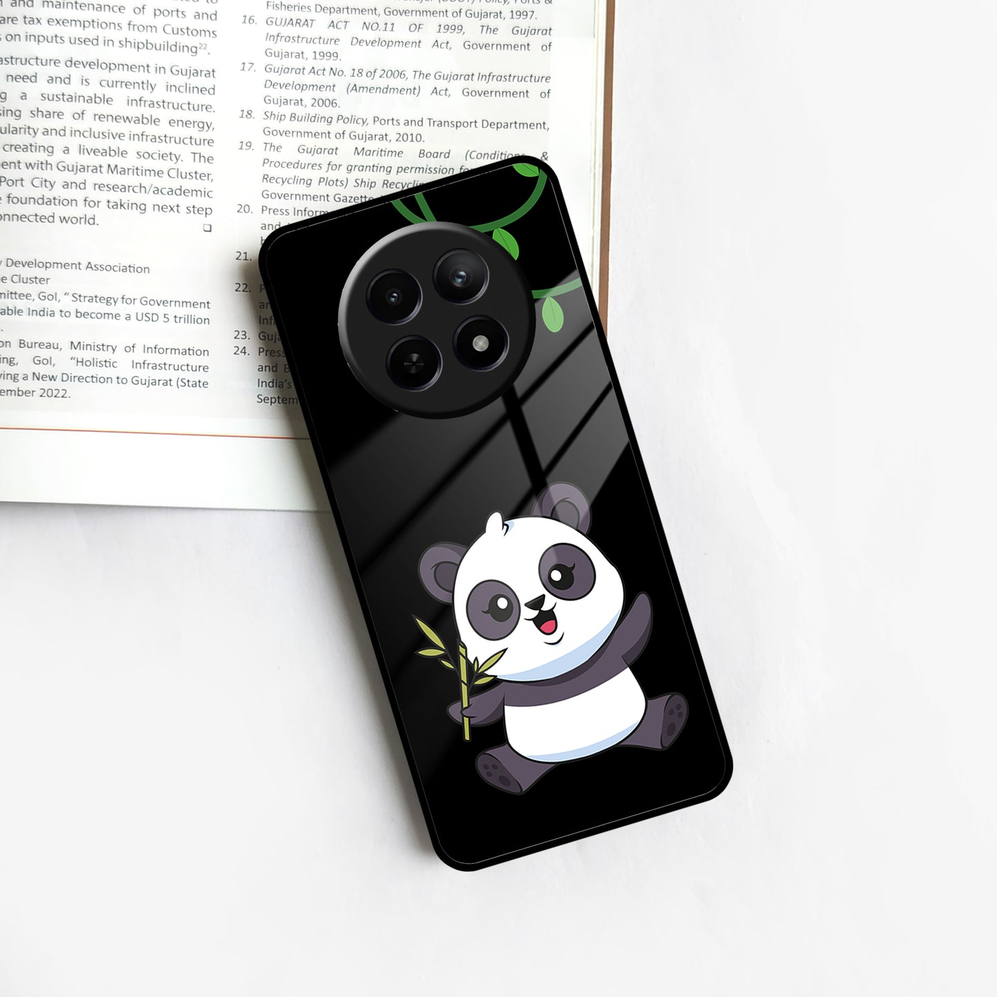 Black Panda Glass Phone Case For Realme/Narzo