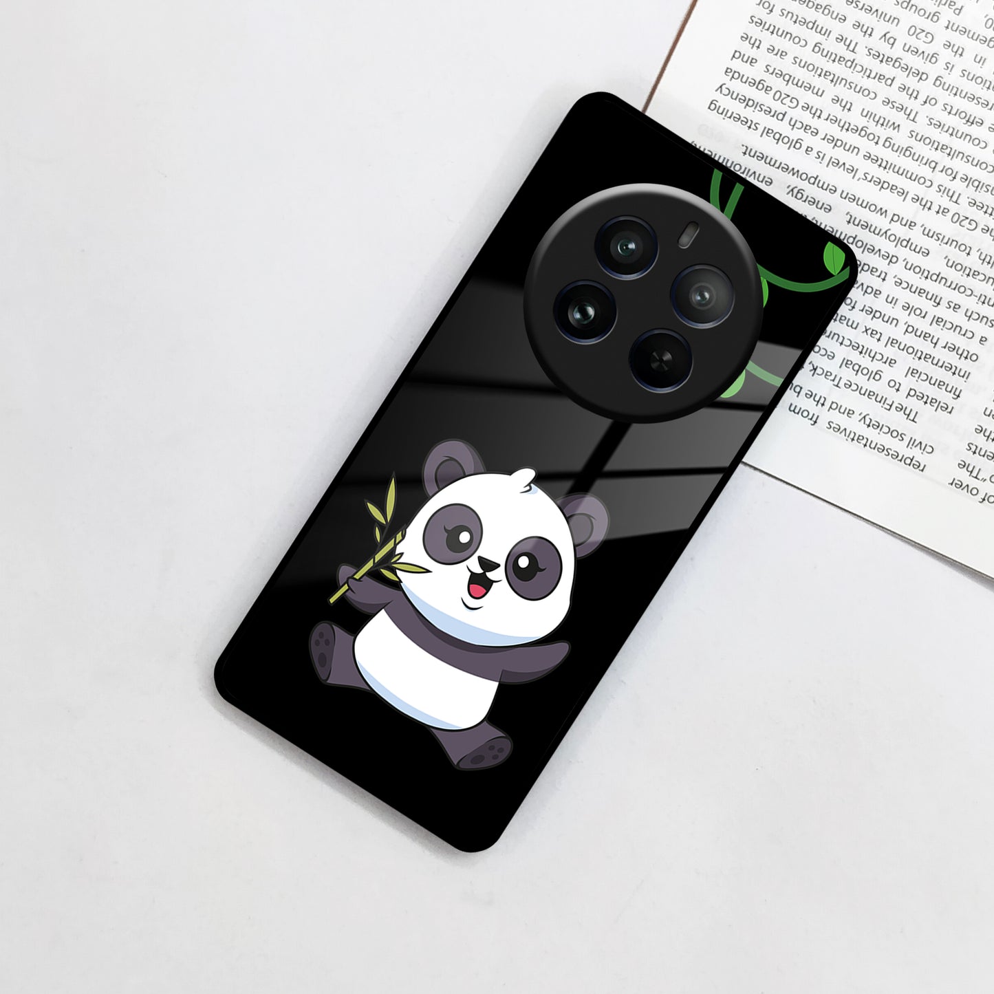 Black Panda Glass Phone Case For Realme/Narzo