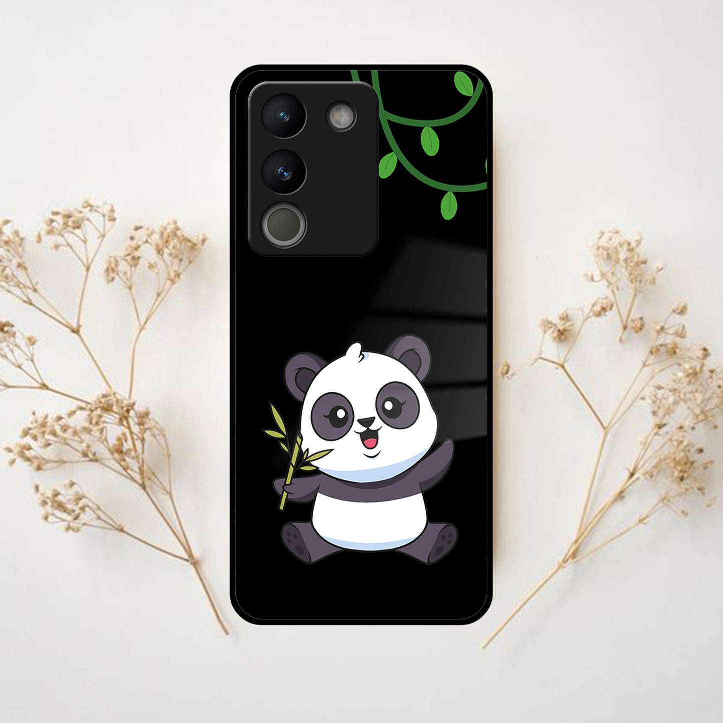 Black Panda Glass Phone Case For Vivo