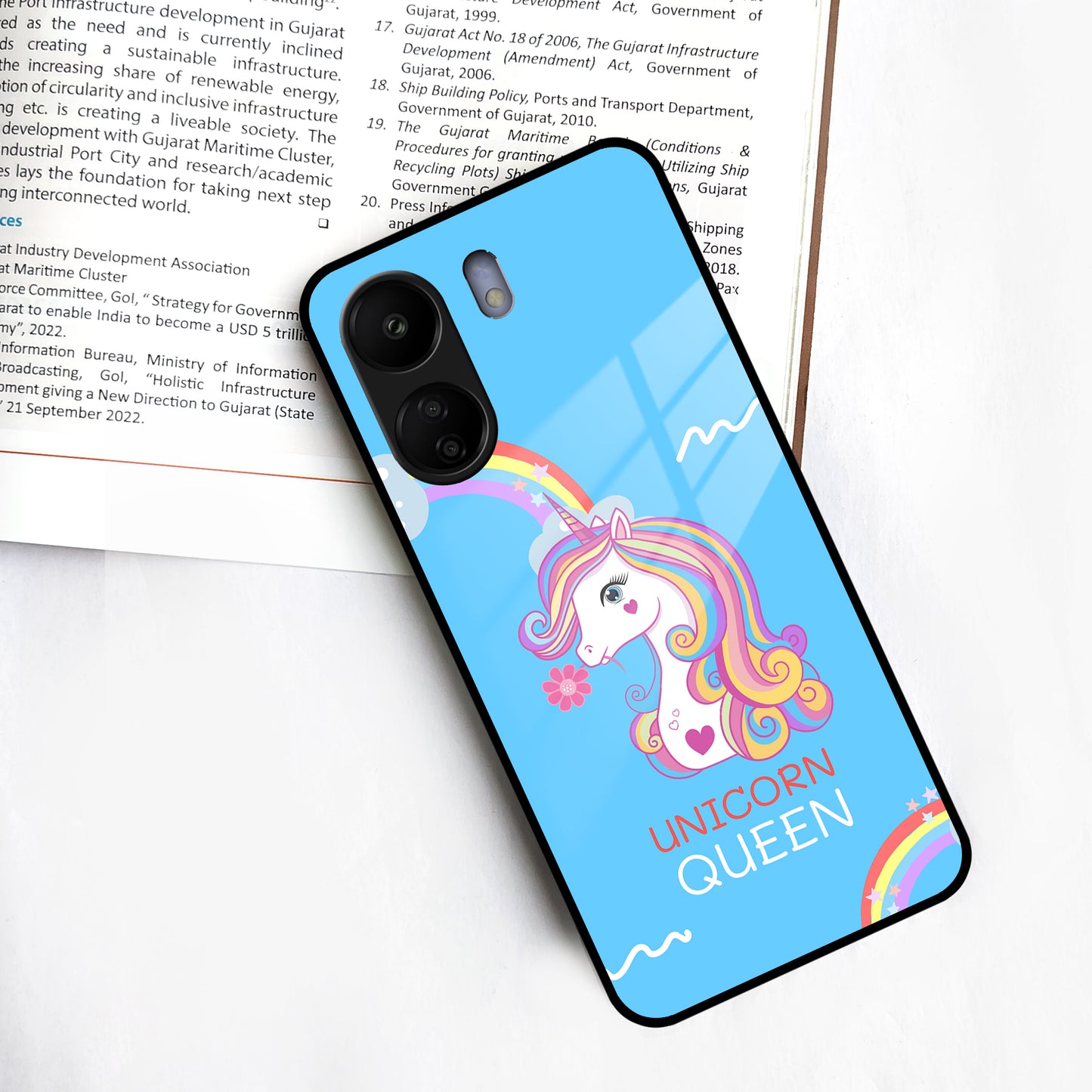 Blue Unicorn Queen Glass Phone Case For Redmi/Xiaomi