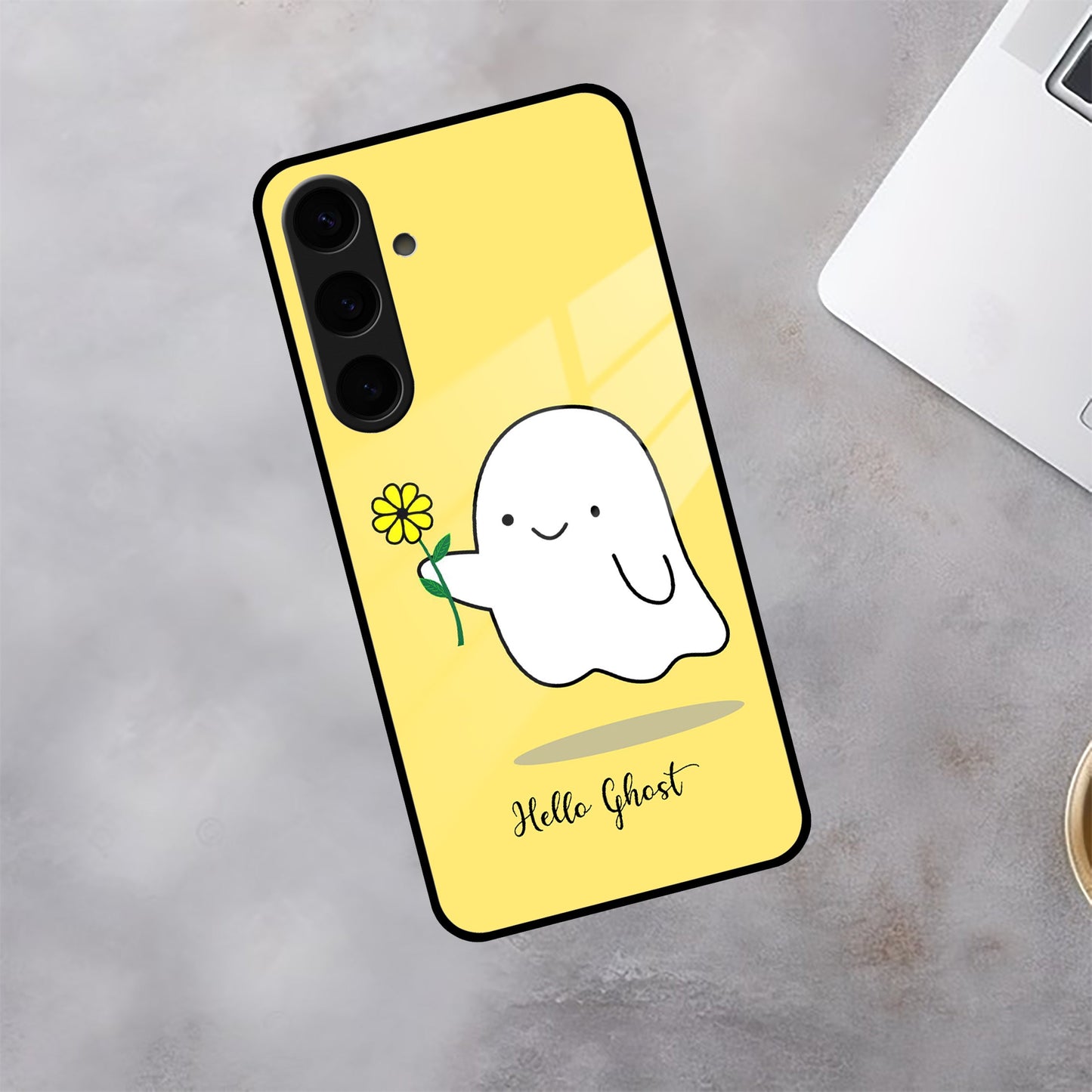 Ghost With Flower Glass Case Cover For Samsung