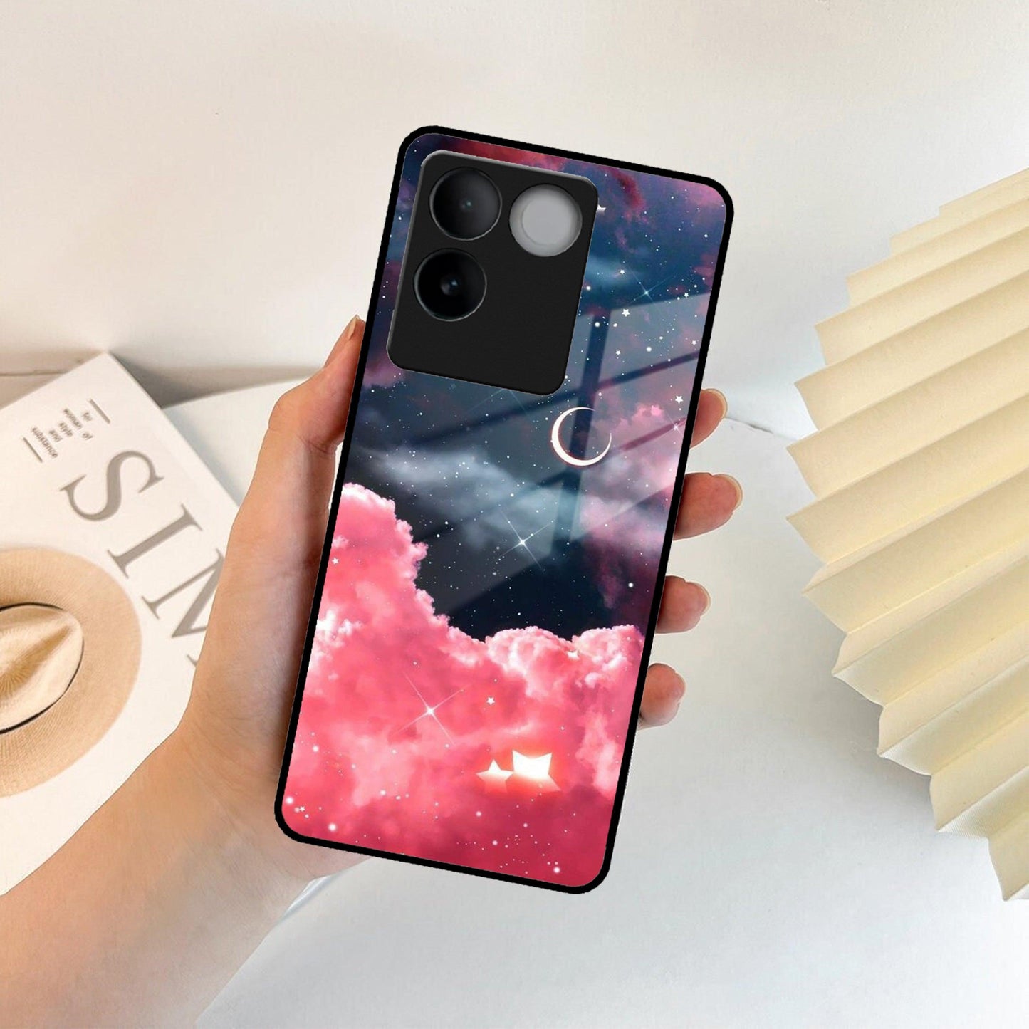 Aesthetic Cloud Glass Case Cover For iQOO