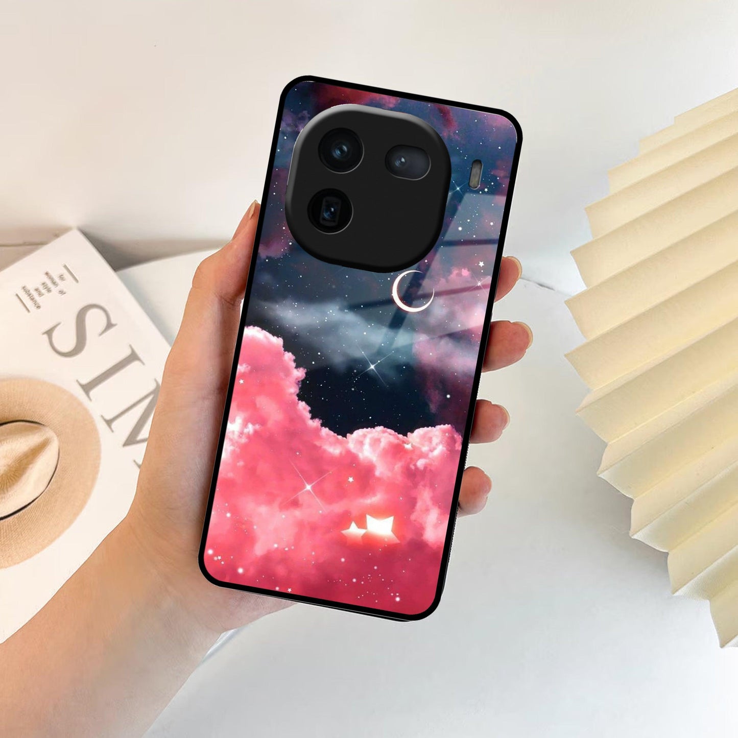 Aesthetic Cloud Glass Case Cover For iQOO