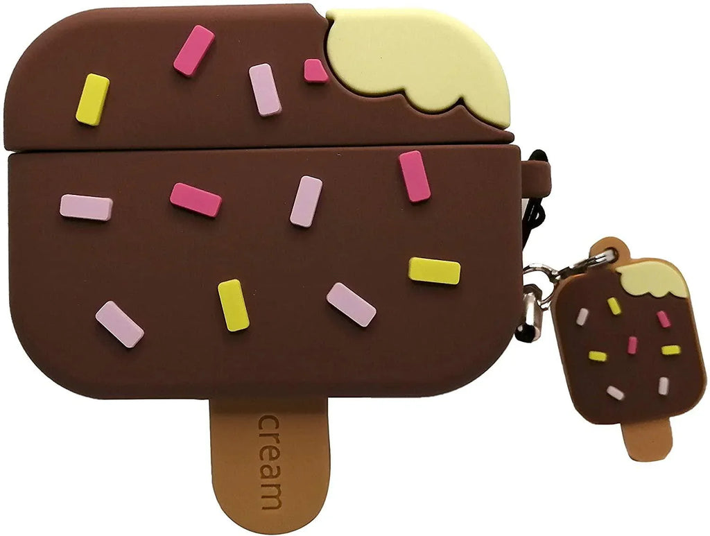 Cute Cartoon Design Case Cover for Apple AirPods Pro 2nd Generation - Shockproof TPU with Keychain - AirPods Pro 2 Protector for Men and Women (Ice Cream) - ShopOnCliQ