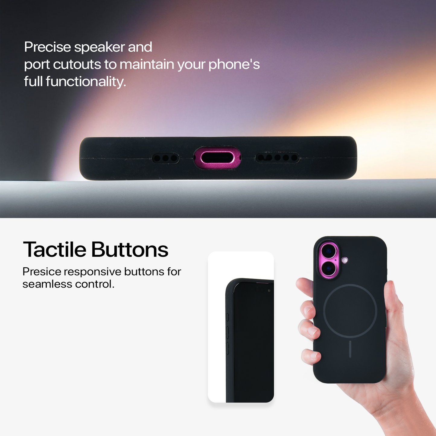 Anti Dust Magsafe Silicone Case - iPhone 16 (Black)