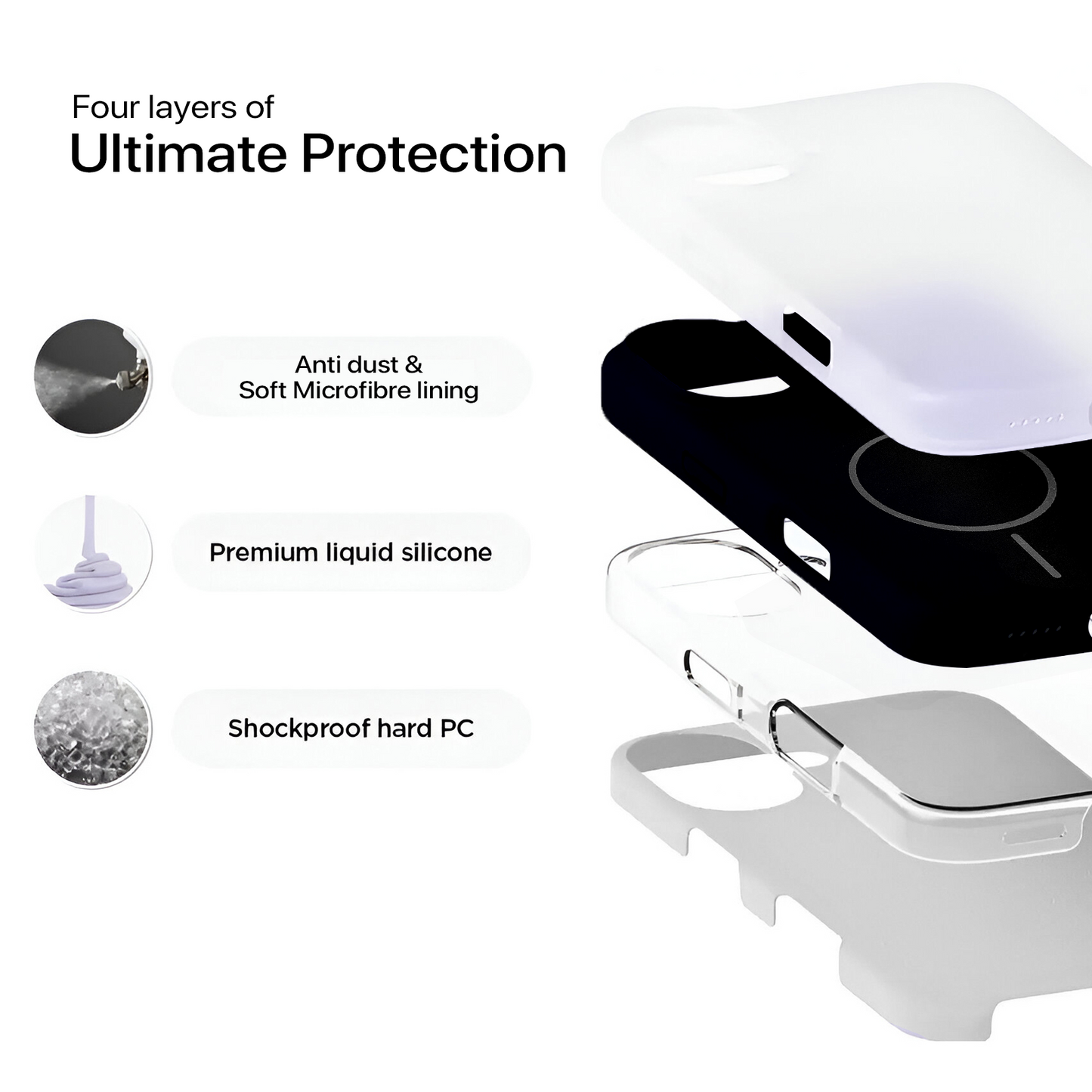 Anti Dust Magsafe Silicone Case - iPhone 16 (Black)