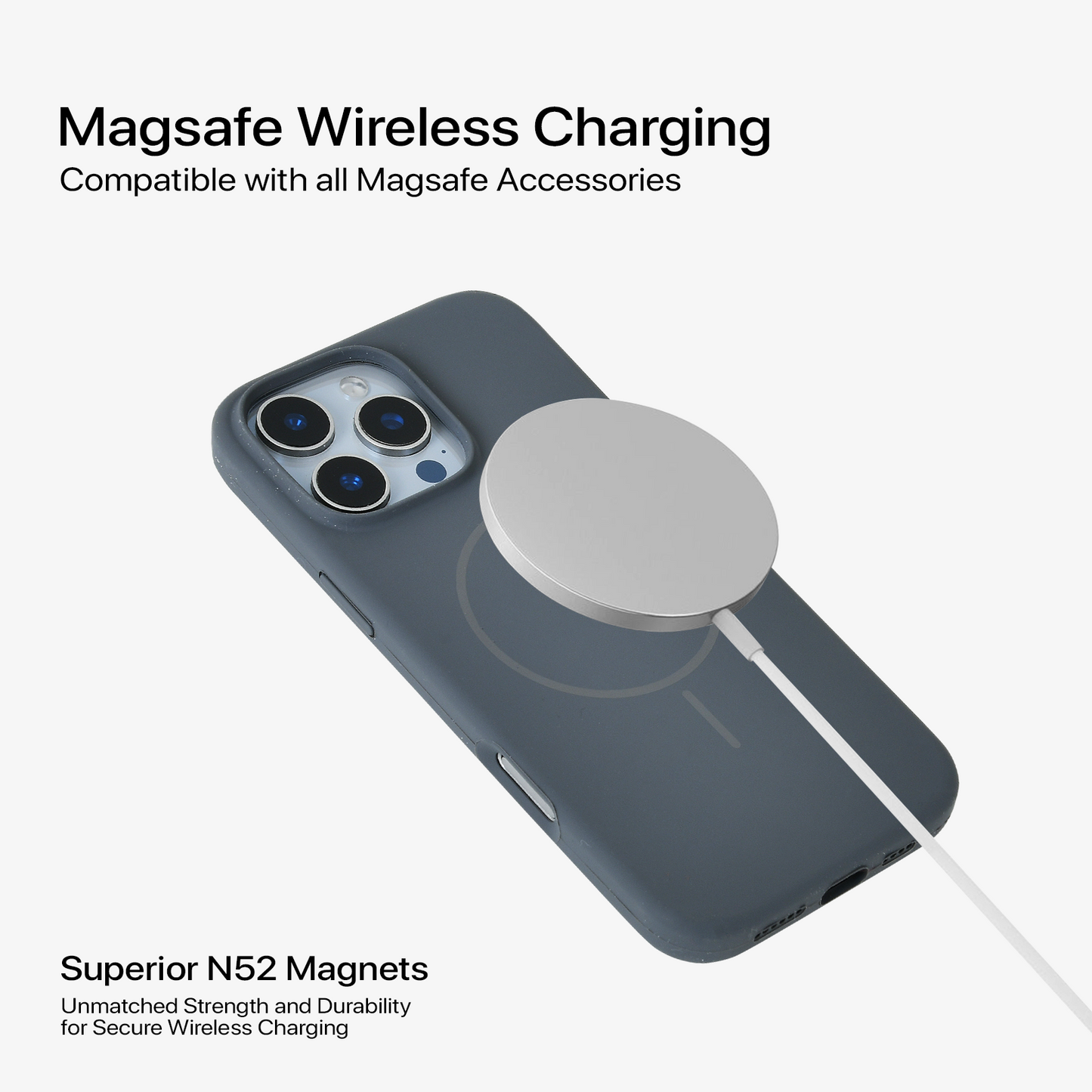Anti Dust Magsafe Silicone Case - Iphone 15 Pro (Grey)