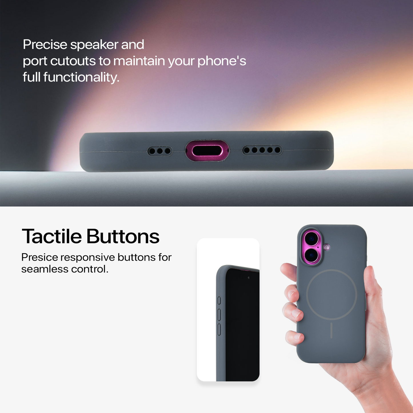 Anti Dust Magsafe Silicone Case - iPhone 16 (Grey)