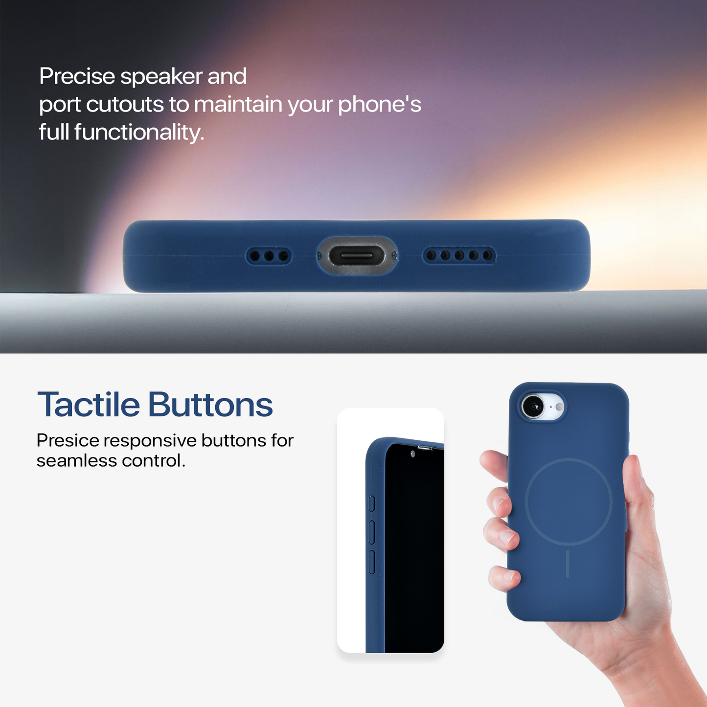 Anti Dust MagSafe Silicone Case – iPhone 16e (Blue)