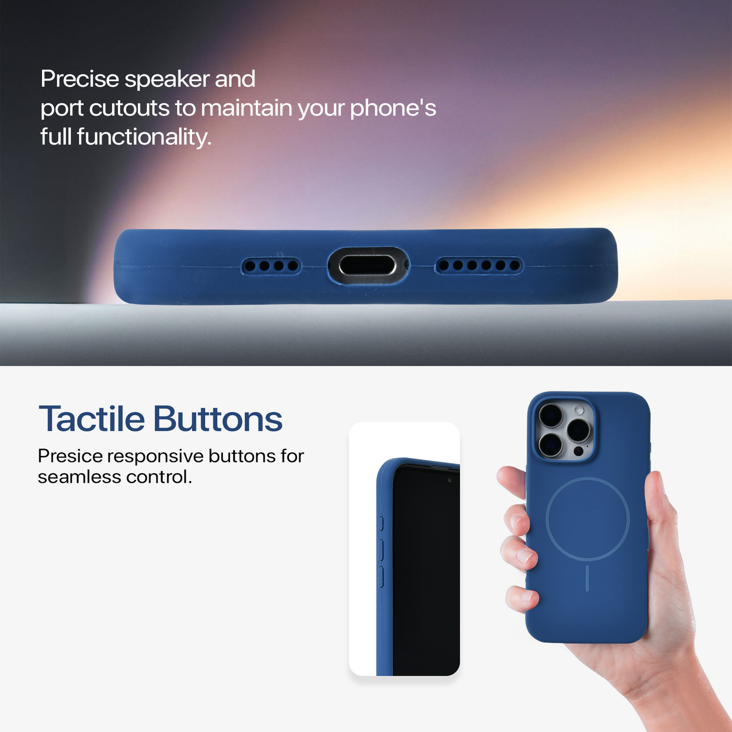 Anti Dust Magsafe Silicone Case - iPhone 16 Pro ( Denim Blue)