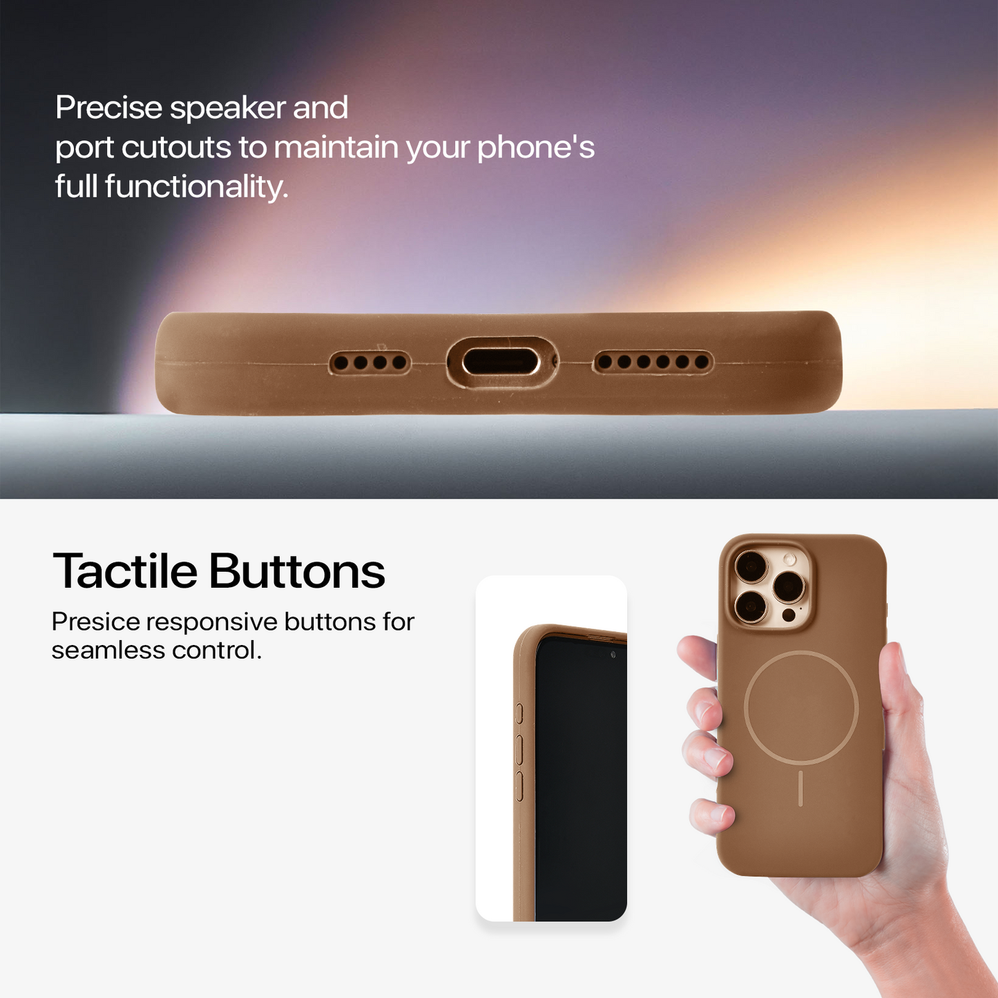 Anti Dust MagSafe Silicone Case - iPhone 16 Pro ( Brown)