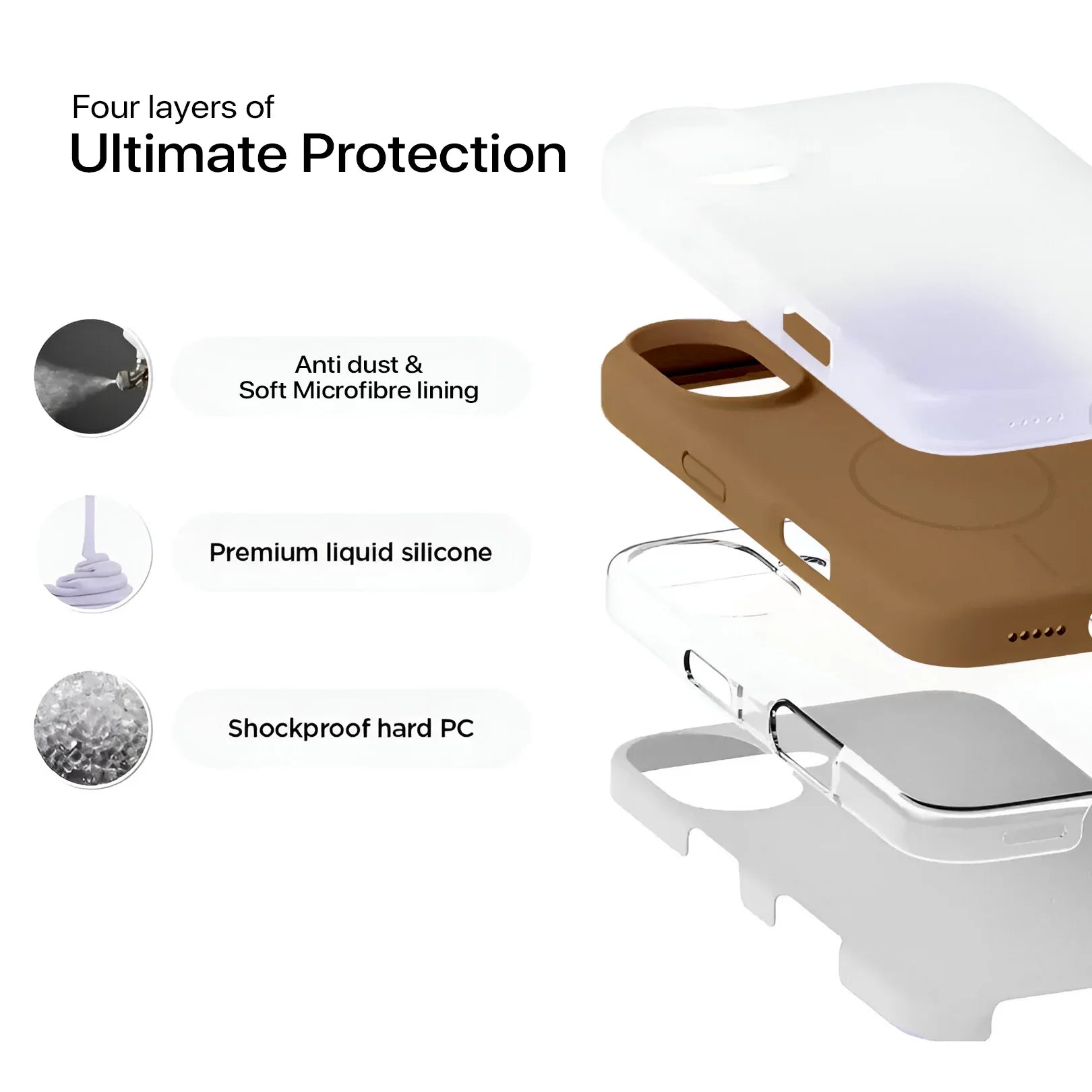 Anti Dust MagSafe Silicone Case - iPhone 16 ( Brown) - ShopOnCliQ