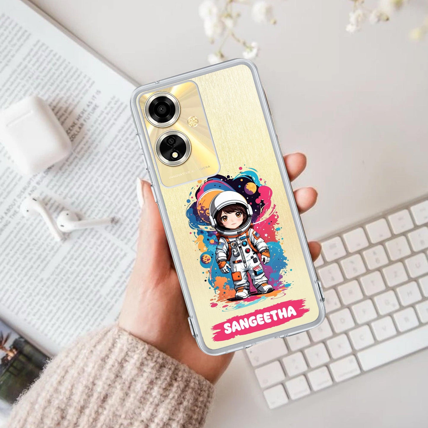 Astronaut Customize Transparent Silicon Case For Oppo