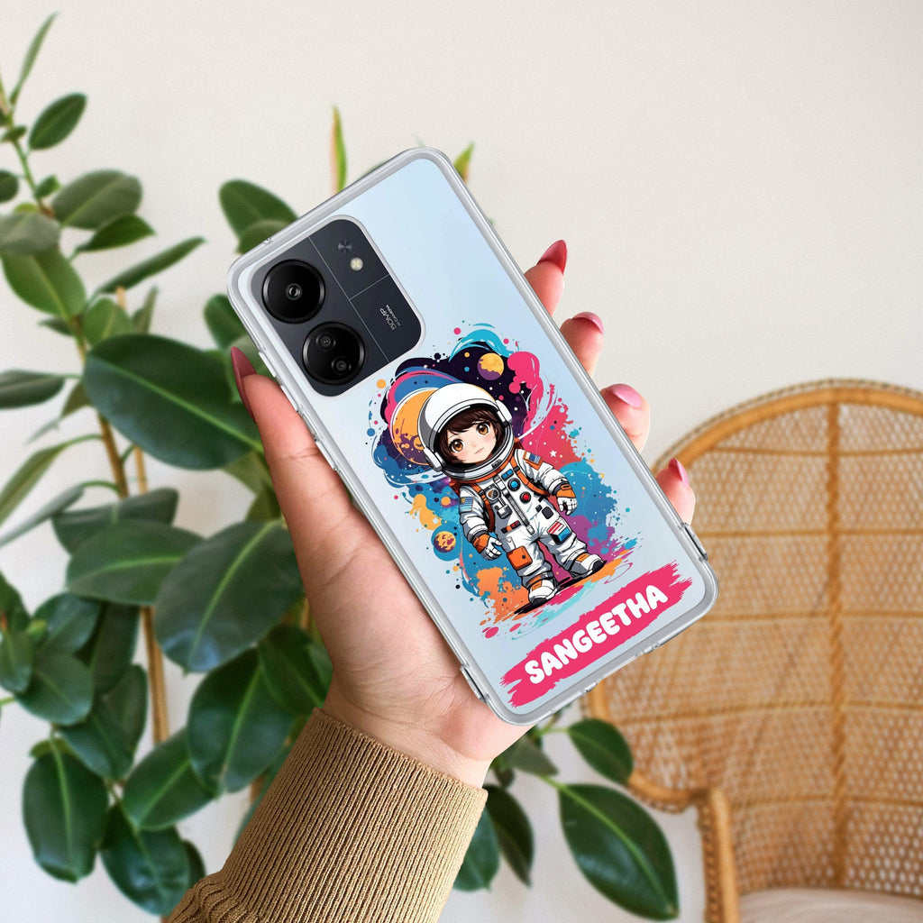Astronaut Customize Transparent Silicon Case For Mi 10i