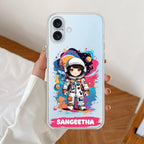 Astronaut Customize Anti Yellow Clear Case For iPhone 16 Plus