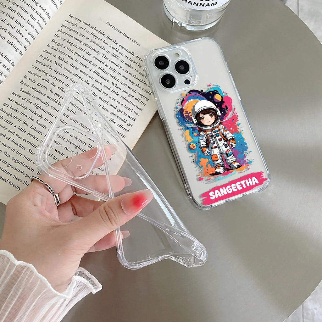 Astronaut Customize Transparent Silicon Case For iPhone 15 Pro