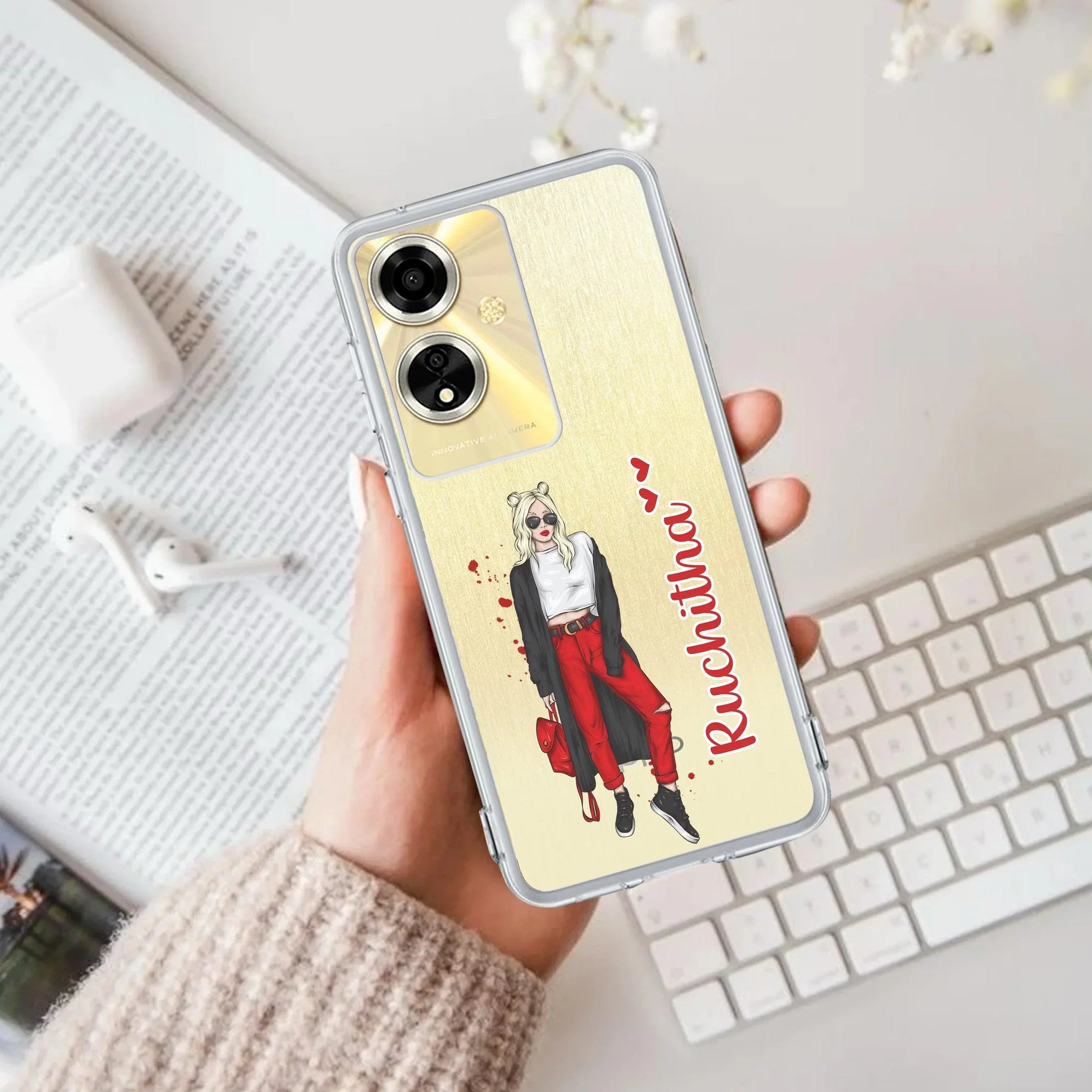 Attitude Girl Customize Anti Yellow Case For Oppo A59 5G