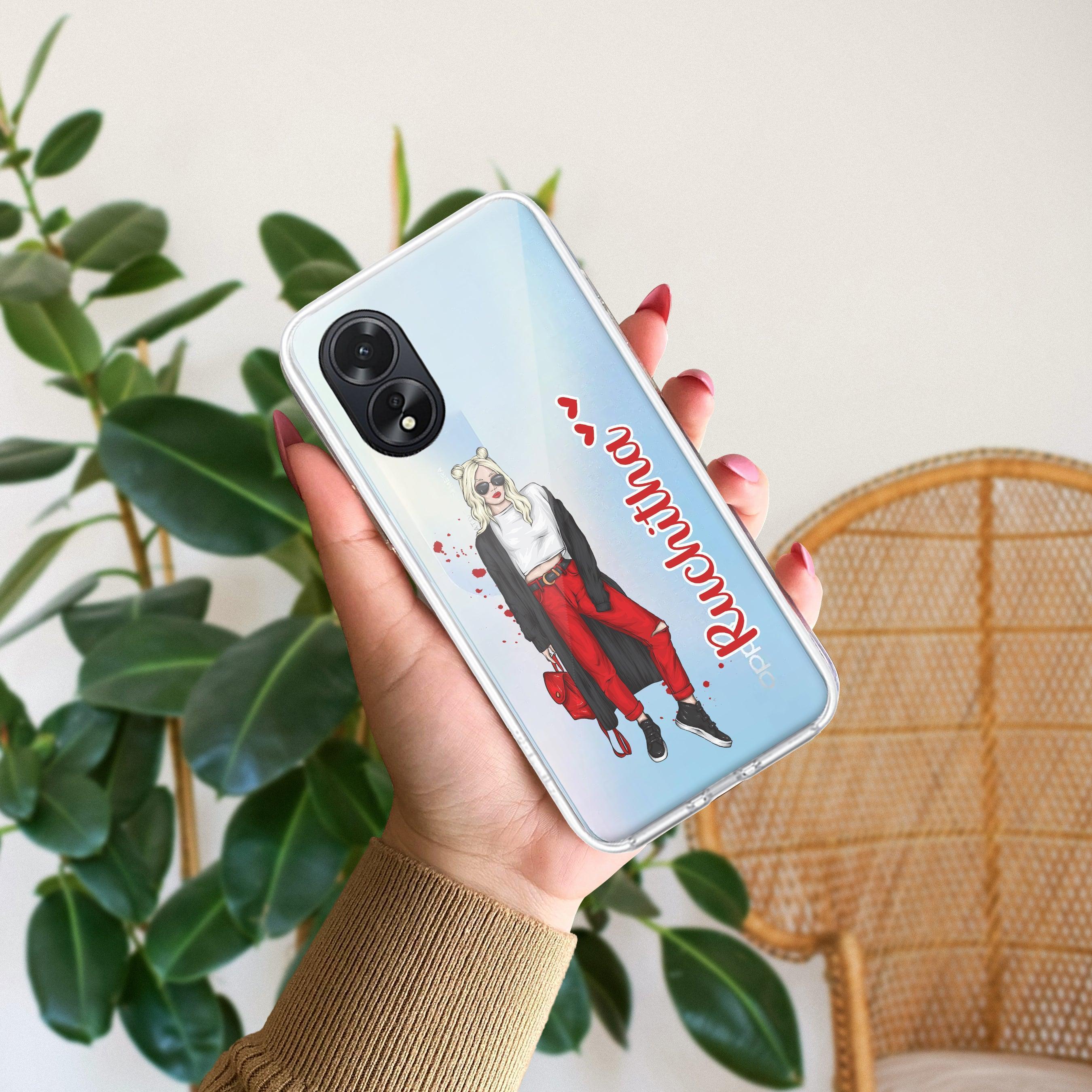 Attitude Girl Customize Anti Yellow Case For Oppo A38 4G