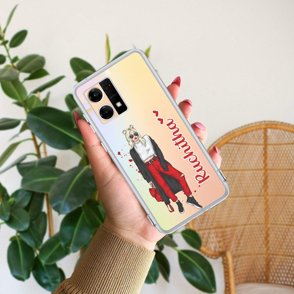 Attitude Girl Customize Anti Yellow Case For Oppo Reno 7 5G