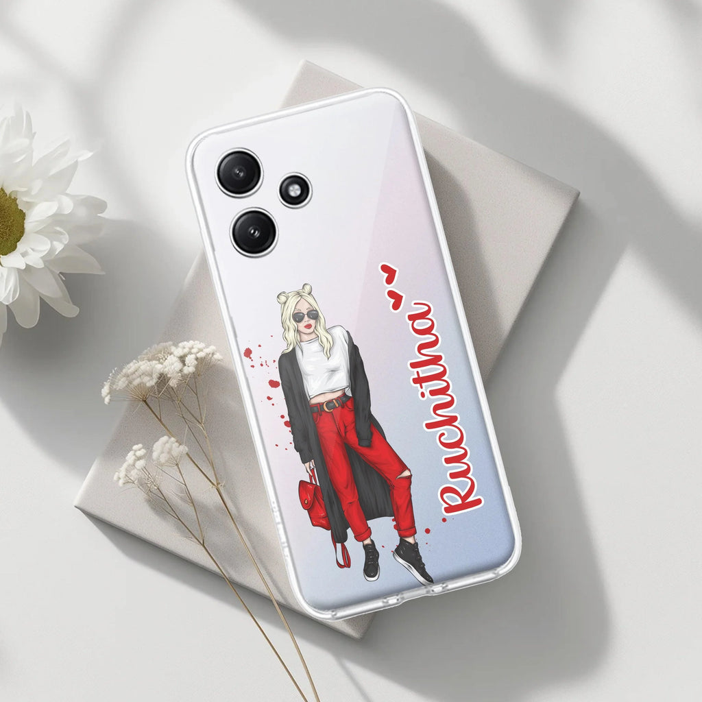 Attitude Girl Customize Transparent Silicon Case For Redmi 12 5G
