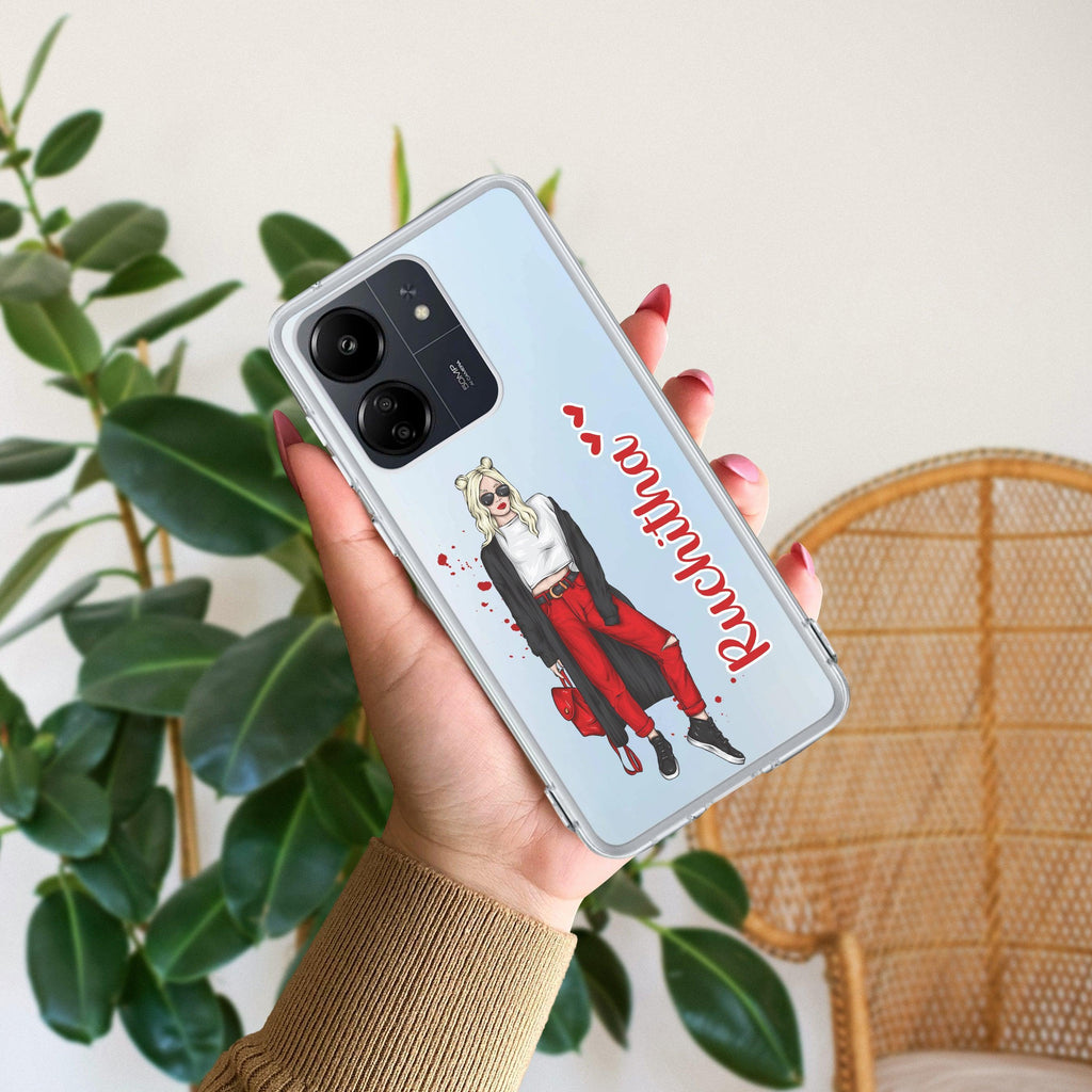 Attitude Girl Customize Transparent Silicon Case For Redmi 13C 4G